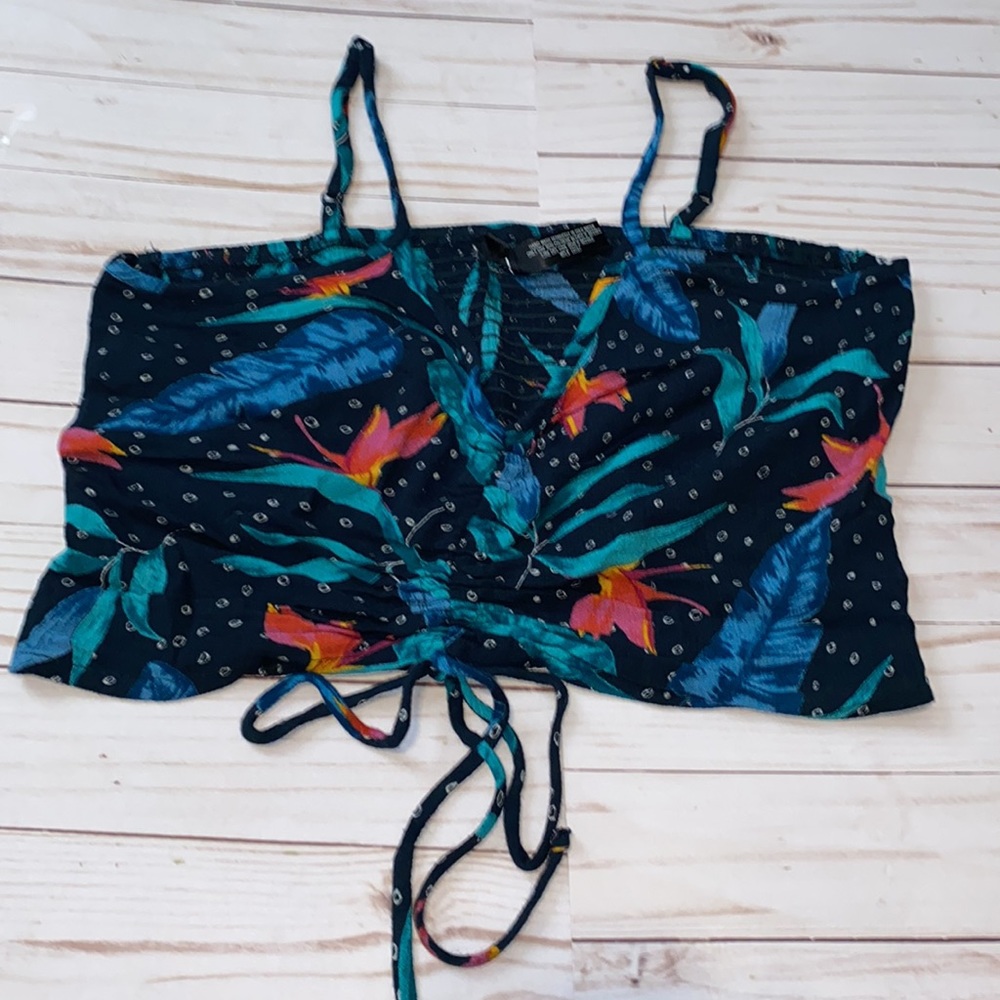 Aqua Multi Colored Pattern Crop Top - image 3